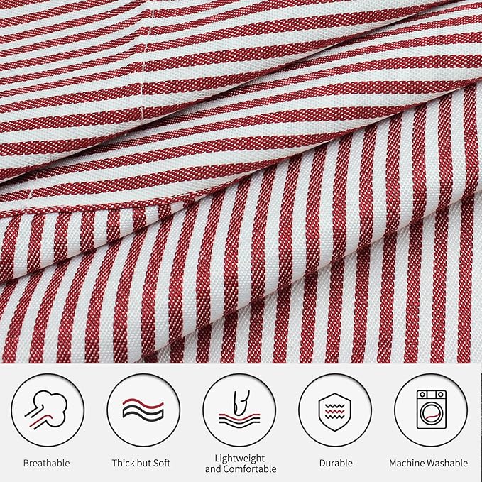 NLUS 2 Pack Cooking Aprons for Women with Pockets, Adjustable Kitchen Bib Aprons Chef Aprons for Women Men(Red Pinstripes)