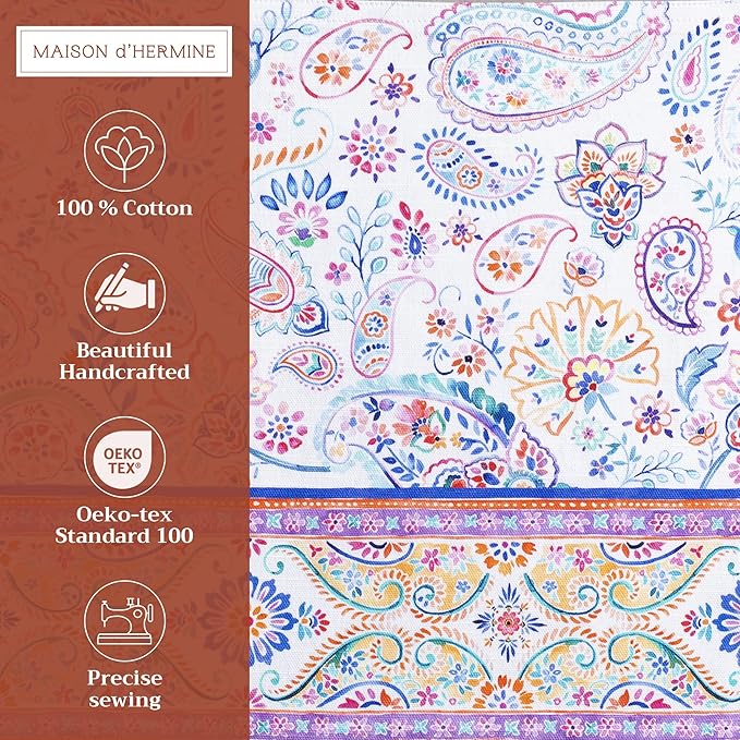 Maison d' Hermine Placemats Set of 4 100% Cotton Washable Cloth Place Mats Reusable Table Mats for Kitchen Dining Party Wedding Gifts for Mothers Day Spring/Summer (Indian Floral, 13" x 19")