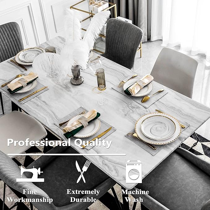 Home Brilliant Cloth Placemats Set of 6 Table Place Mats Light Grey Placemat Easy to Clean Heat Resistant Machine Washable Fabirc Placemats Coffee Table Mats for Dining Kitchen Table, Gray