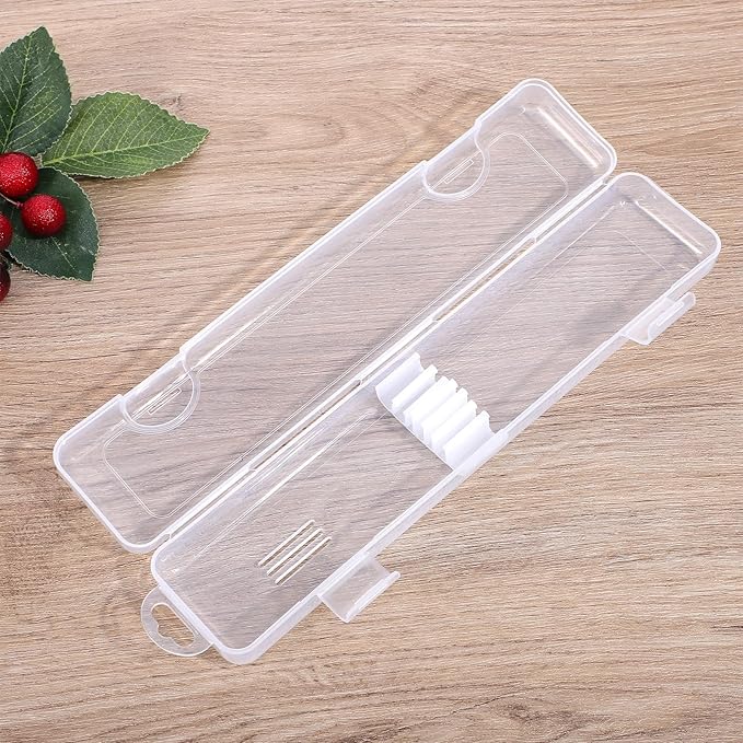 2 Pcs Clear Travel Utensil Holder, Portable Flatware Utensil Box Travel Tableware Storage Case Simple Tableware Storage Case Cutlery Organziers Container for Chopsticks Spoon Fork for Camping Picnic