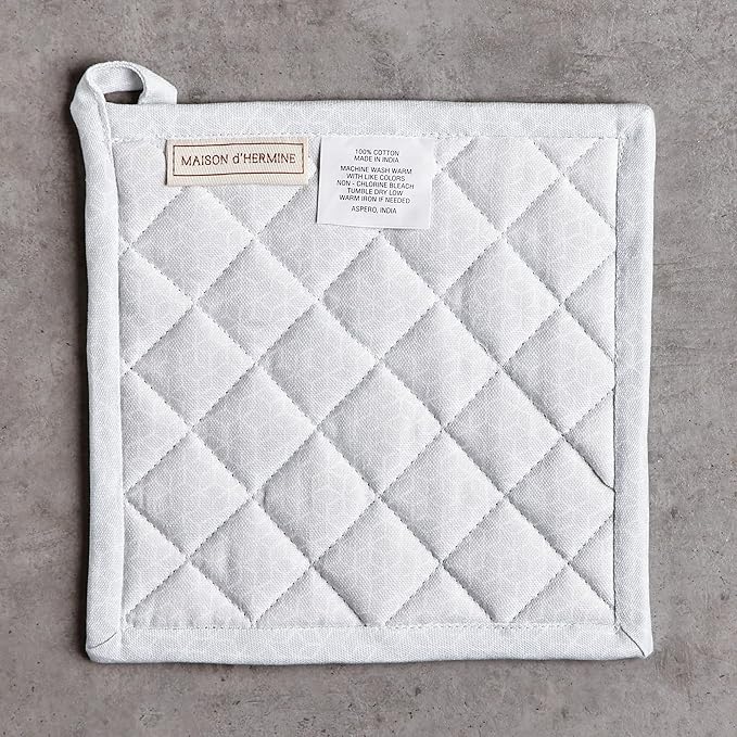 Maison d' Hermine Pot Holders 100% Cotton Heat Resistant Potholders 8" x 8" Hot Pads with Loop Cooking Baking Gifts for Mothers Day Handling Hot Pans Spring/Summer (Pack of 2, Blossoms in Spring)