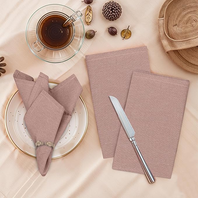 Ruvanti Cloth Napkins Set of 12, 18x18 Reusable, Cloth Washable, Soft & Durable Table Napkins, Polycotton Dinner Napkins for Parties, Christmas, Thanksgiving, Weddings -Rust Dark