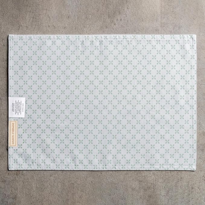 Maison d' Hermine Placemats Set of 4 100% Cotton Washable Cloth Place Mats Reusable Table Mats for Kitchen Dining Party Wedding Gifts for Mothers Day Spring/Summer (Printemps, 13" x 19")