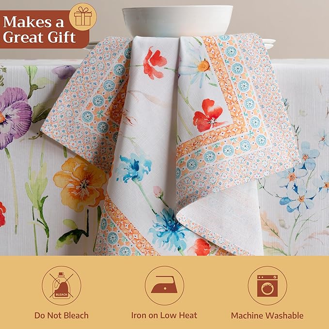 Maison d' Hermine Cloth Napkins Set of 4 100% Cotton Everyday Reusable Square Napkins Cloth Washable Dinner Party Wedding Restaurant Gifts for Mothers Day Spring/Summer(Summer Whisper, 20" x 20")