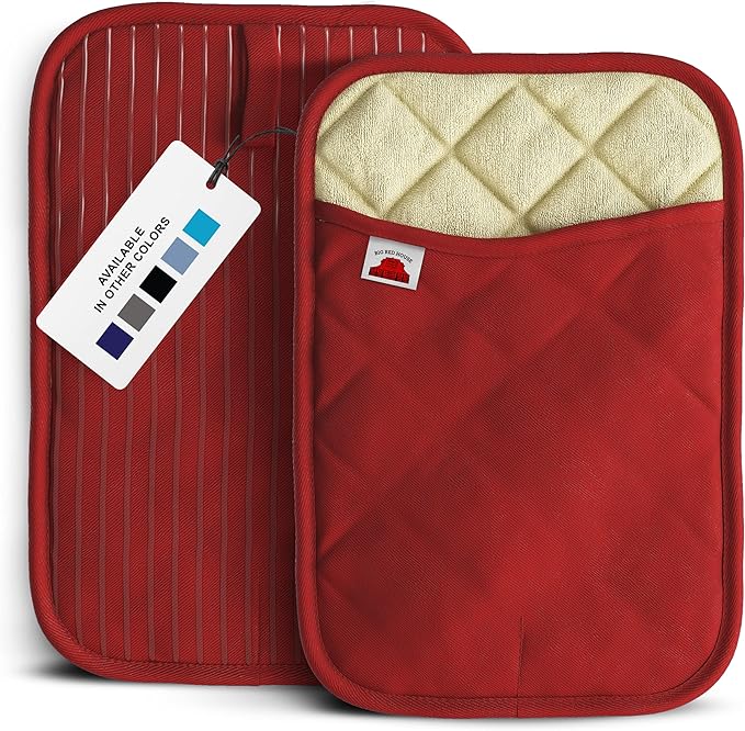 Big Red House - Silicone Pot Holders - Set of 2 Red - 10x3 - Heat Resistant to 536 F / 280 C Kitchen Protectors Hot Pans Baking Professional Grade Cooking Mitts