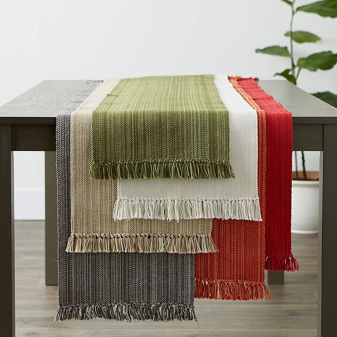 DII Variegated Tabletop Collection, Table Runner3x108, Gray