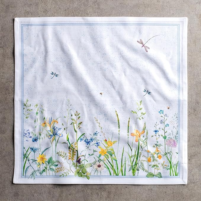 Maison d' Hermine Cloth Napkins Set of 6 100% Cotton Everyday Reusable Square Napkins Cloth Washable Dinner Party Wedding Restaurant Gifts for Mothers Day Spring/Summer (Fleurs De Mai, 20" x 20")