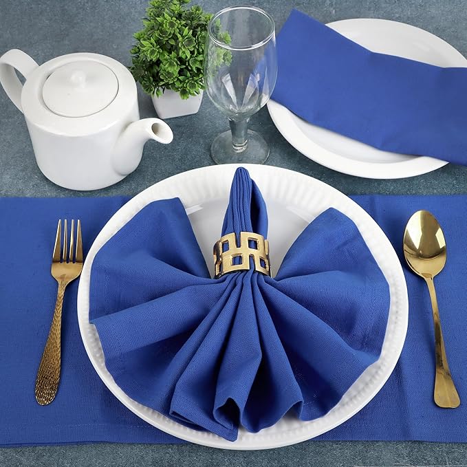 NATURALCRAFT Blue Cloth Napkins Set of 12 Cotton Linen 18x18 Inch - Soft Durable Easter Washable - Ideal for Hotel Farmhouse Party Spring Summer Easter - Perfect Everyday Use (Royal Blue, Pack of 12)