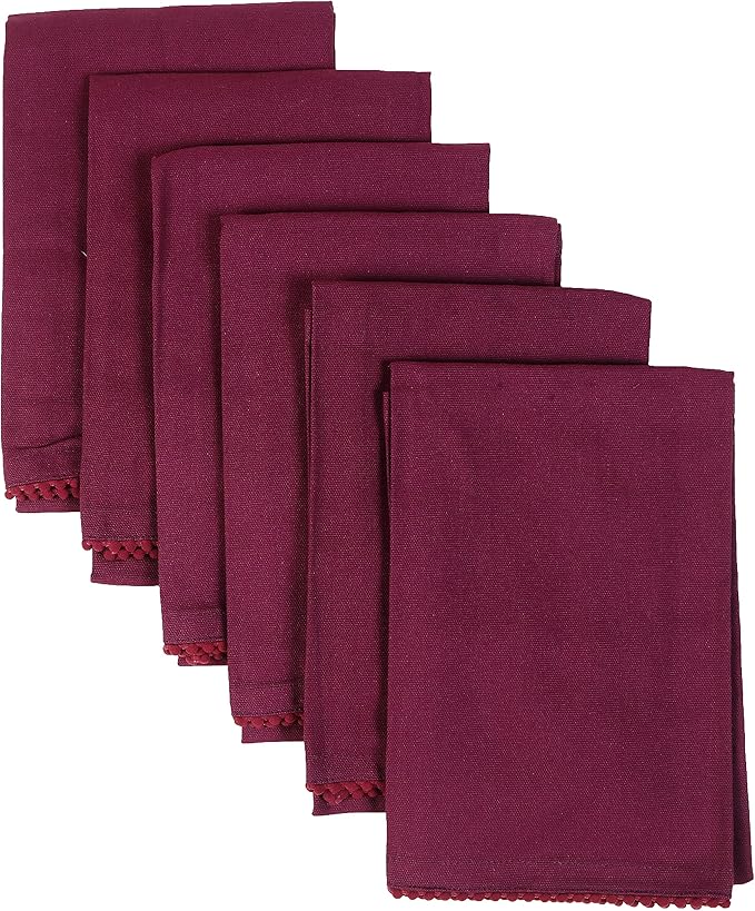TARAN LIVING Kitchen Towels with Hanging Loop 100% Cotton Solid Kitchen Dish Cloths, Valentine Decor Kitchen Hand Towel Reusuable Dish Towel for Cleaning & Drying 18"x 28", Pack of 6 Deep Purple