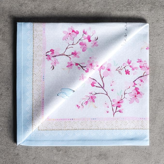 Maison d' Hermine Cloth Napkins Set of 4 100% Cotton Everyday Reusable Square Napkins Cloth Washable Dinner Wedding Restaurant Gifts for Mothers Day Spring/Summer (Blossoms in Spring, 20" x 20")