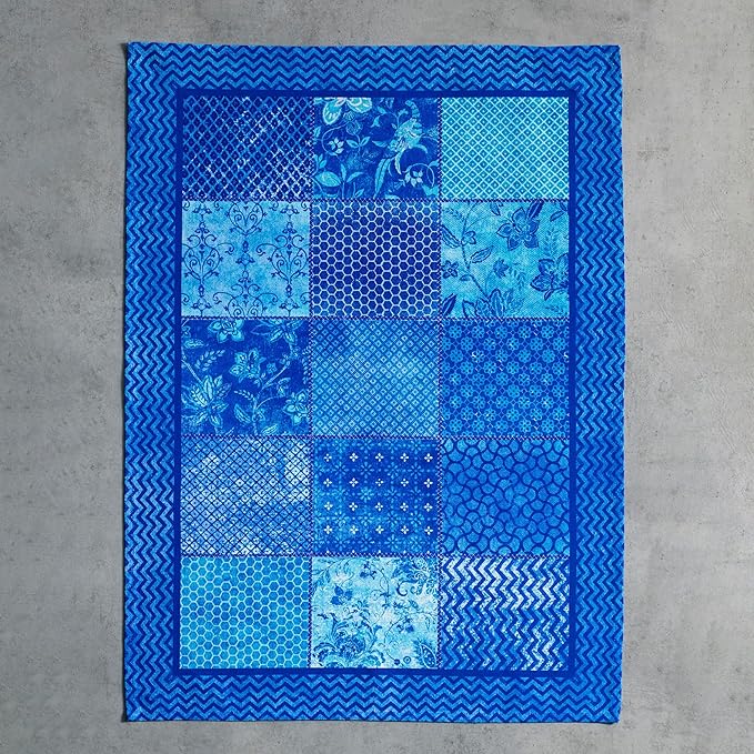 Maison d' Hermine Kitchen Towels Set of 3 100% Cotton 27.50" x 20" Reusable Cloth Tea Dish Towels Absorbent with Hanging Loop for Kitchen Gifts for Mothers Day Spring/Summer (Indigo Love)