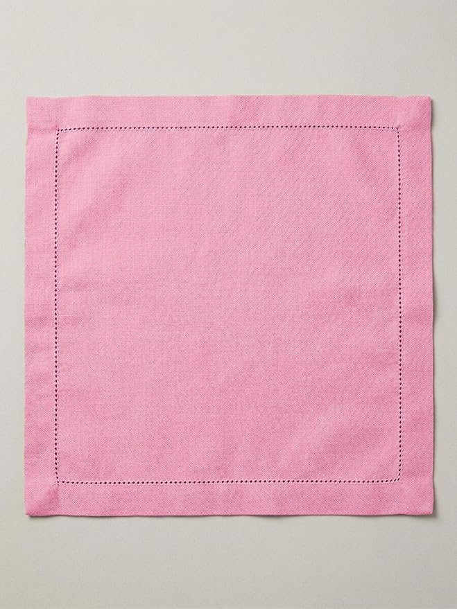Palisa Pink Cotton Napkins Set of 4 | Premium Hemstitch Detailing Cloth Dinner Napkins 18x18 Inch | Soft Washable & Reusable Table Napkins for Everyday Use Weddings Parties Restaurants & Hotels