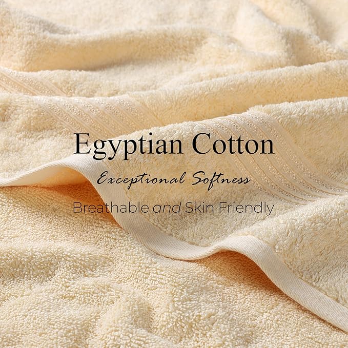 Superior Egyptian Cotton 8-Piece Towel Set, Assorted Towels for Home Bathroom, Guest Bath Decor Essentials, Includes 2 Bath, 4 Hand, 2 Face Towels/Washcloths, Quick Dry, Absorbent, Canary