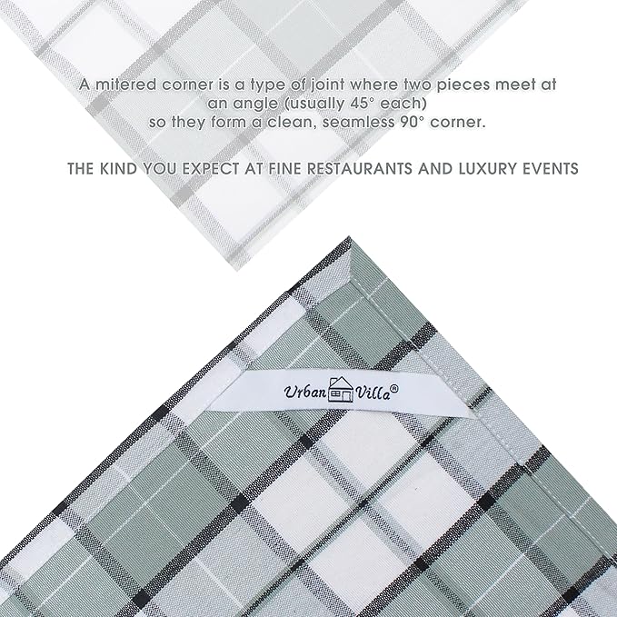 Urban Villa Kitchen Towels Set of 6 Majestic Checks Kitchen Towels 20X30 Inches 100% Cotton Highly Absorbent Kitchen Towels Premium Quality Ultra Soft Mitered Corners KitchenTowels