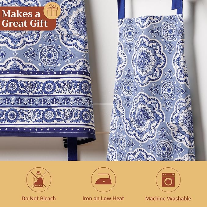 Maison d' Hermine 100% Cotton Apron for women with Pocket Kitchen Chef Apron for Men Cooking Mothers Day Gifts