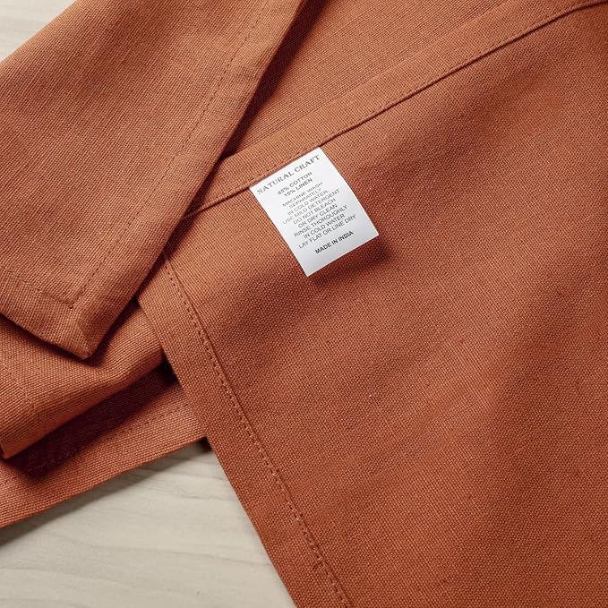 NATURALCRAFT Cloth Napkins Set of 12 Cotton Linen18x18 in Washable Napkins Cloth - Soft Durable Easter - Ideal for Hotel Farmhouse Party Wedding Dinner Spring Everyday Use Rust