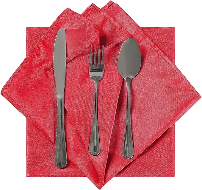 Cloth Napkins 20x20 inch Washable Polyester Dinner Napkins Soft Table Napkins for Wedding Party Dining Banquet(Red,25PCS)