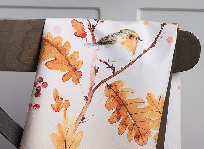 Maison d' Hermine Kitchen Towels Set of 3 100% Cotton 20" x 27.5" Reusable Cloth Tea Dish Towels Absorbent with Hanging Loop for Kitchen Dining Thanksgiving Christmas Decorations (Oak Leaves)