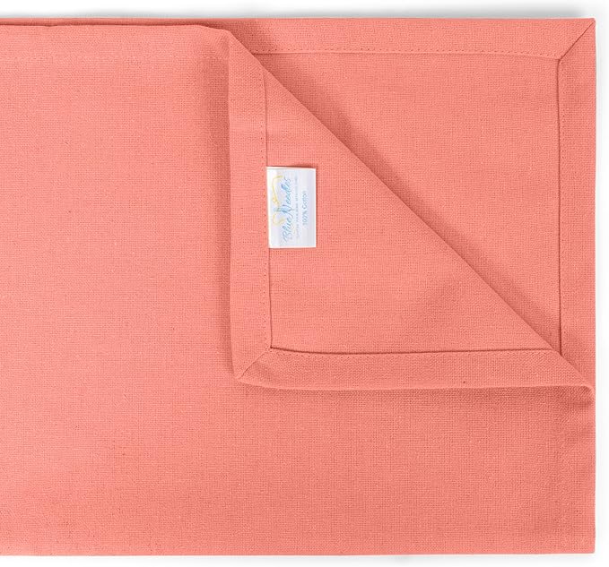 Blue Needles Solid Cloth Napkins Set of 12 Salmon 100% Cotton Dinner Napkins 18x18 inches - Spring Summer Easter - Soft, Reusable, Absorbent & Washable Linen, Ideal for Events Parties & Everyday Use