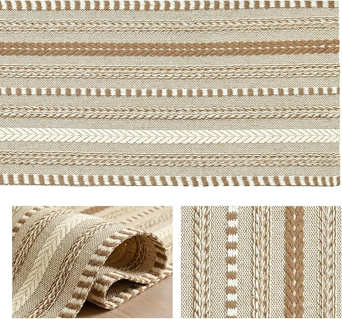 Artoid Mode Light Coffee Farmhouse Woven Table Runner, Seasonal Holiday Rustic Kitchen Dining Table Decoration for Home Party Decor 12x108 Inch