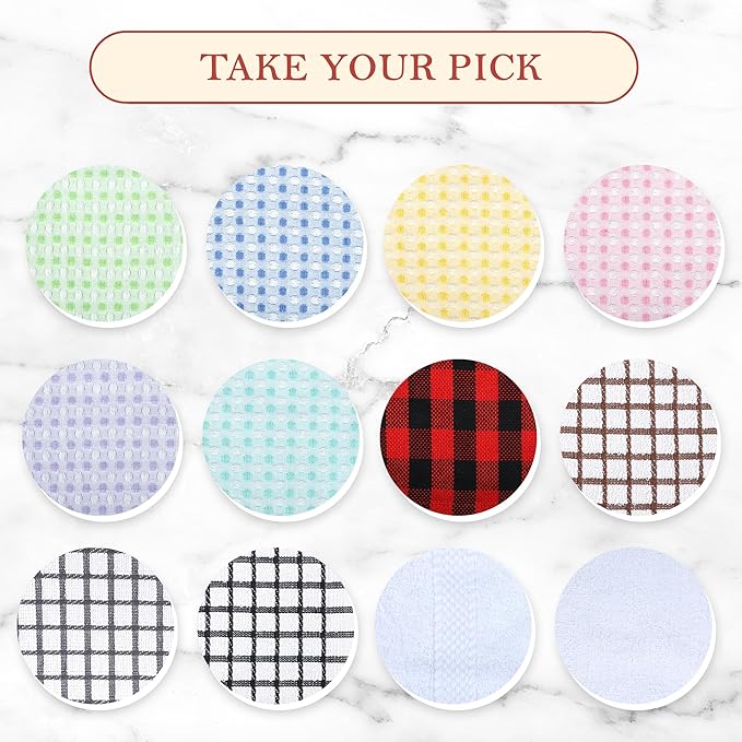 Vintage Vista 100% Cotton Dish Cloths (Pack of 6) - Dish Rags for Washing Dishes - Reusable & Highly Absorbent Kitchen Towels - Kitchen Rags fo Easter - (12" x 12" - Green Honeycomb)