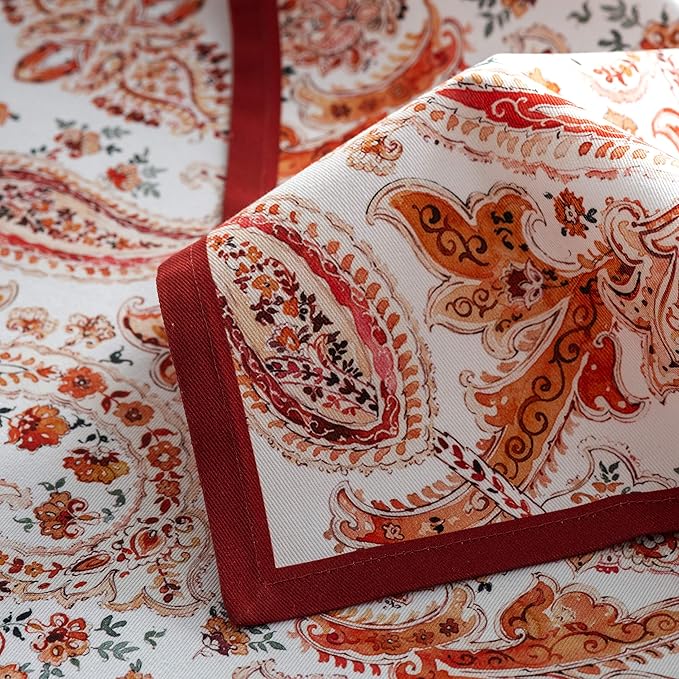 Maison d' Hermine Cloth Napkins Set of 4 100% Cotton for Thanksgiving Christmas Decorations Everyday Reusable Square Fall Napkins Cloth Washable Dinner Party (Orient, 20"x20")