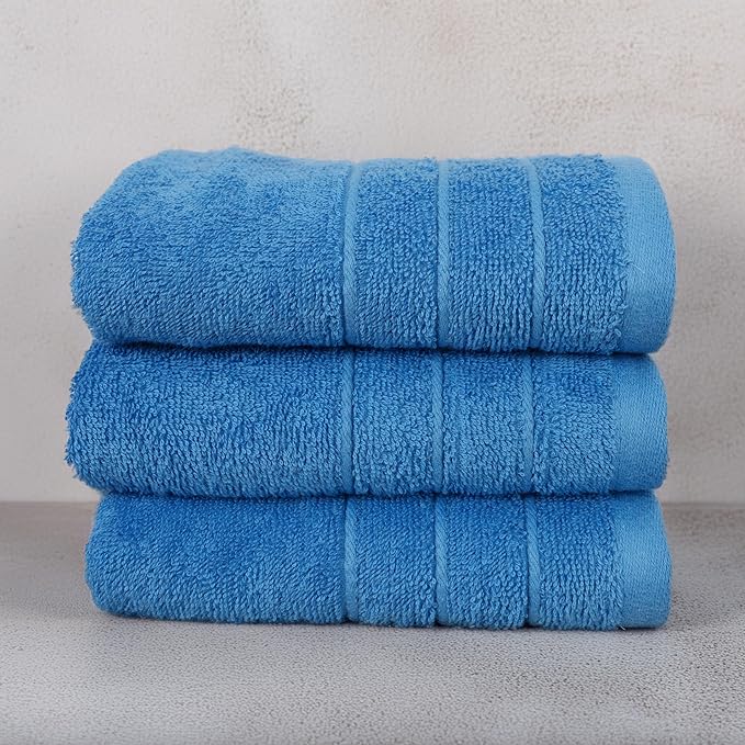 Tens Towels Pack of 6 Hand Towels, 100% Cotton, Lighter Weight, Quick to Dry, 16 x 28 Inches, Super Soft & Absorbent, Perfect for Bathroom & Kitchen, Blue