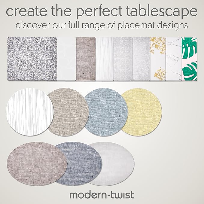 modern-twist 14 x 16 Silicone Placemat, BPA, PVC-Free Table Mat, Dishwasher Safe, Linen Print in Tangerine, Pack of 1