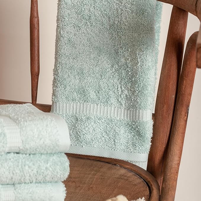 SALBAKOS 100% Turkish Cotton Hand Towel Set of 6 16x30 inch | Premium Quality | Hotel & Spa Collection | Soft, Absorbent, Long Lasting Hand Towels | Made in Turkey (Seafoam Green, 6 Hand Towels)