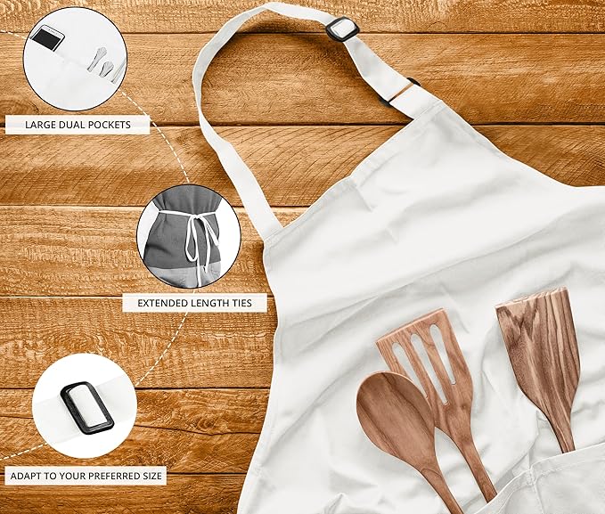 Utopia Kitchen 10 Pack Bib Apron Adjustable with 2 Pockets, Water and Oil Resistant, Cooking Kitchen Chef Apron for Women Men