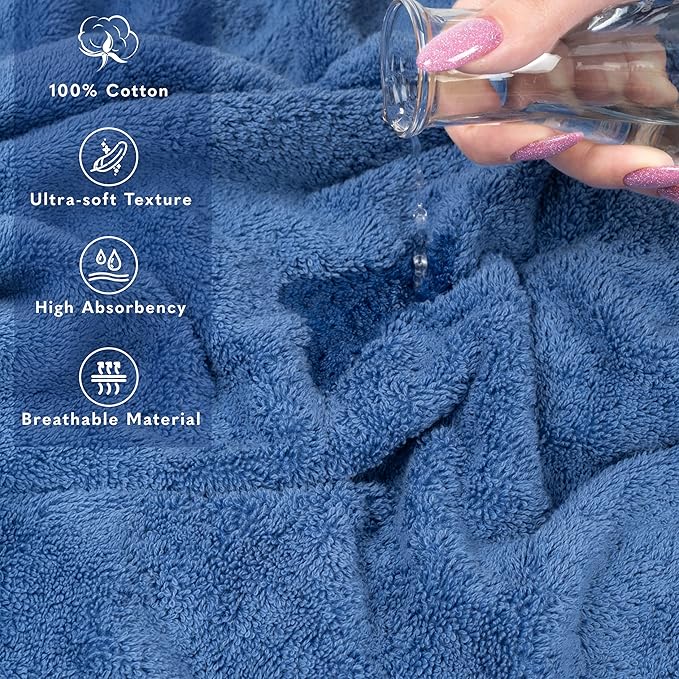 American Soft Linen 35x70 Jumbo Large Bath Towel, 600 GSM 100% Cotton Turkish Bath Sheet, Oversized Luxury Bath Towel for Bathroom Beach and Pool, Electric Blue