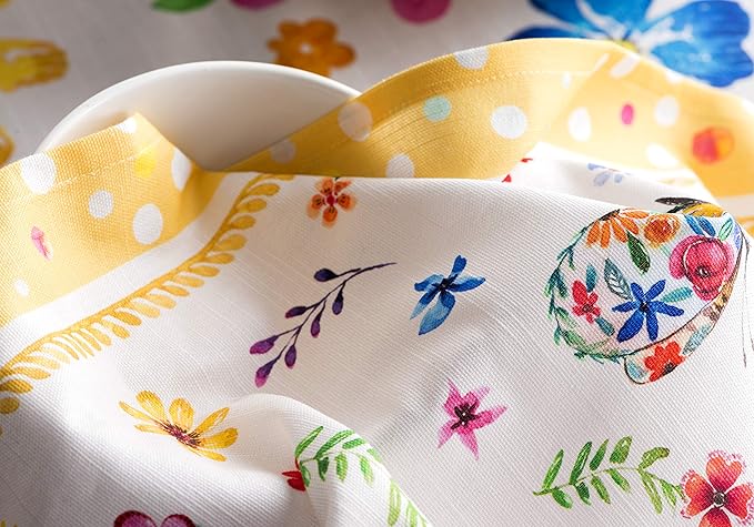 Maison d' Hermine Cloth Napkins Set of 4 100% Cotton Everyday Reusable Square Napkins Cloth Washable Dinner Wedding Gifts for Mothers Day Spring/Summer (Happy Florals - Sweety, 20" x 20")