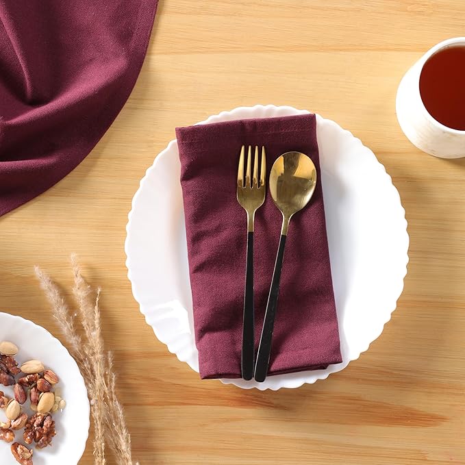 Cloth Napkins Set of 12 Solid Dinner Napkins 18x18 Inch, 100% Cotton, Soft Absorbent Reusable Washable Durable Napkin, Decorations, Restaurant, Wedding & Table Décor, Everyday Use - Maroon