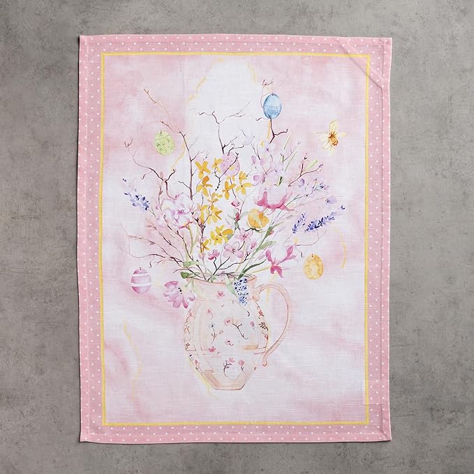 Maison d' Hermine Kitchen Towels Set of 3 100% Cotton 27.50" x 20" Reusable Cloth Tea Dish Towels Absorbent with Hanging Loop for Kitchen Gifts for Mothers Day Spring/Summer (Easter Zest)