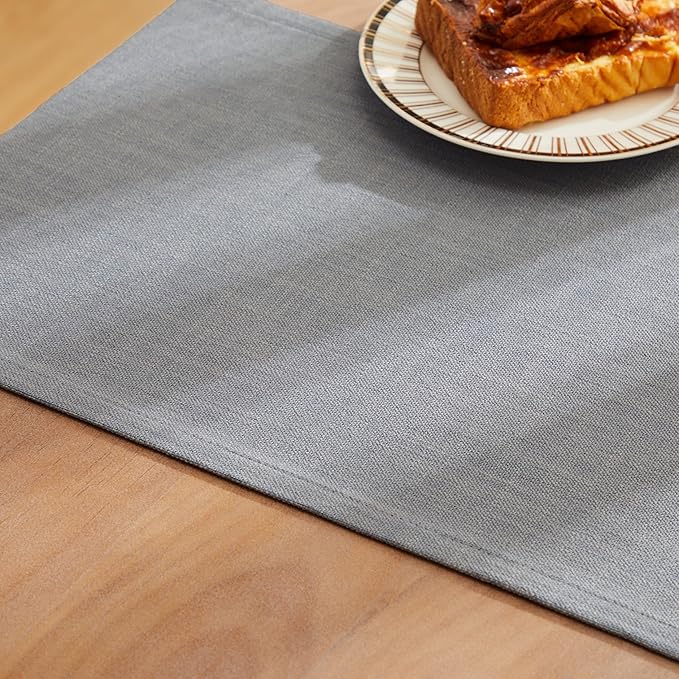 ZeeMart Rustic Cotton Linen Table Runner, 13x90 Inches Blue Ashes, Farmhouse Style Blue Grey Table Runners 90 Inches Long, Washable Kitchen Dining Table Decoration for Home Party Decor