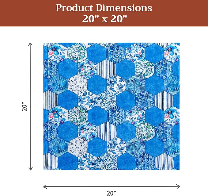 Maison d' Hermine Cloth Napkins Set of 4 100% Cotton Everyday Reusable Square Napkins Cloth Washable Dinner Party Wedding Restaurant Gifts for Mothers Day Spring/Summer (Summer Blues, 20" x 20")