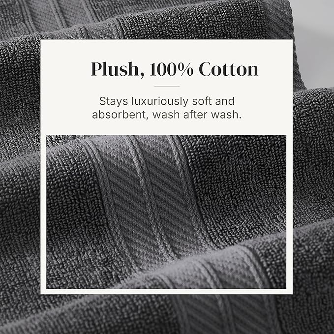 Modern Threads Botanical Vine 6-Piece 100% Cotton Towel Set – Reversible Yarn Dyed Jacquard – Includes 2 Bath Towels, 2 Hand Towels, 2 Washcloths – Absorbent, Quick Dry, Soft & Durable – Gray