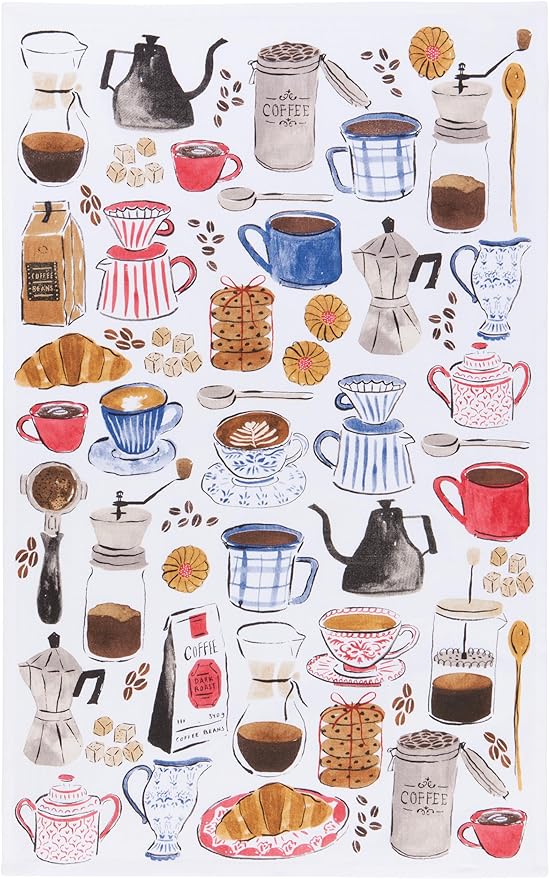 Now Designs Coffee Break Printed Kitchen Towel, 18x28 inches