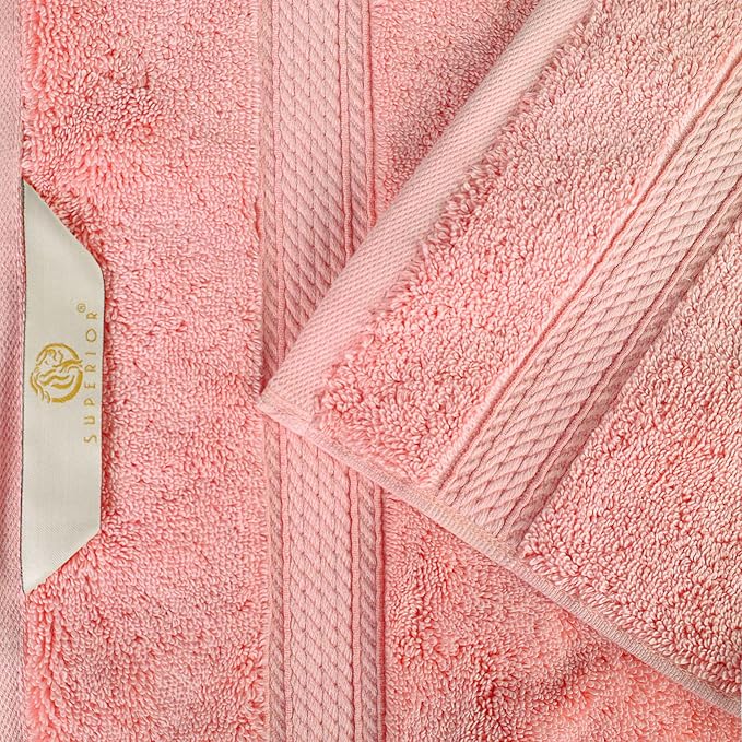 SUPERIOR Egyptian Cotton Pile 8 Piece Towel Set, Includes 2 Bath, 2 Hand, 4 Face Towels/Washcloths, Ultra Soft Luxury Towels, Thick Plush Essentials, Guest Bath, Spa, Hotel Bathroom, Tea Rose