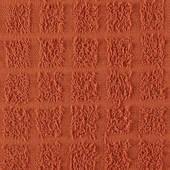 DII Basic Terry Collection Solid Windowpane Dishcloth Set, 12x12, Spice, 6 Piece