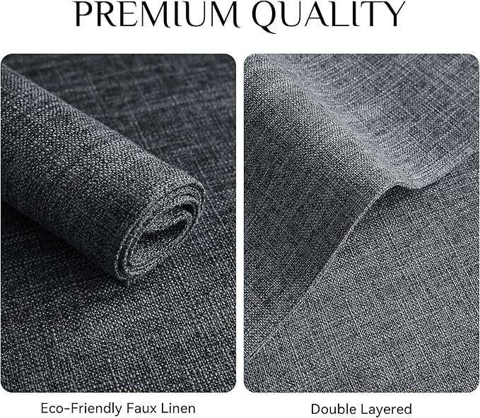 Softalker Faux Linen Placemats Set of 8-12 x 18 Inch, Heat Resistant Double Layered Durable Burlap Farmhouse Place Mats, Non-Slip Washable Rustic Table Mats for Dining, Kitchen, Party（Dark Grey