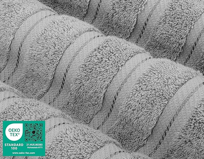 American Soft Linen Luxury Hand Towels for Bathroom, 600 GSM Heawy Weight 16x28 Size 100% Cotton Turkish 4 Piece Hand Face Towel Set, Light Grey Hand Towels