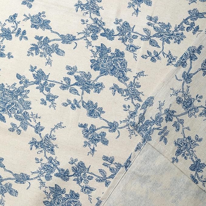 YiHomer Pastoral Round Tablecloth - 60 Inch Dia. Table Cloth - Washable Table Cover with Dust-Proof Wrinkle Resistant for Restaurant, Picnic, Indoor and Outdoor Dining, Floral (Dark Blue)