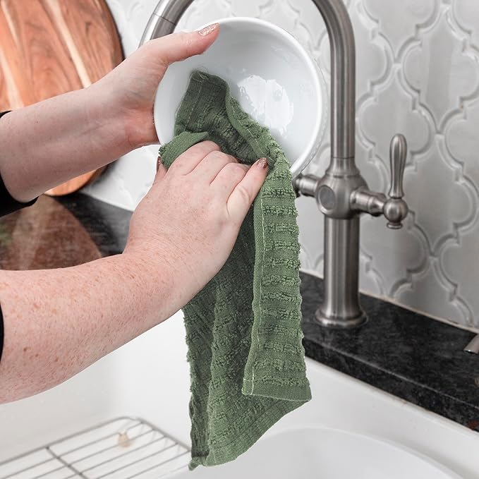 Ritz Royale Collection 100% Combed Terry Cotton, Highly Absorbent, Kitchen Dish Cloth Set, 13-3/4" x 12", 3-Pack, Solid, Juniper