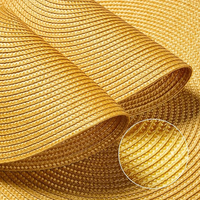 FunWheat Round Braided Placemats Set of 4 Table Mats for Dining Tables Woven Washable Non-Slip Place mats 15inch (Yellow, 4pcs)