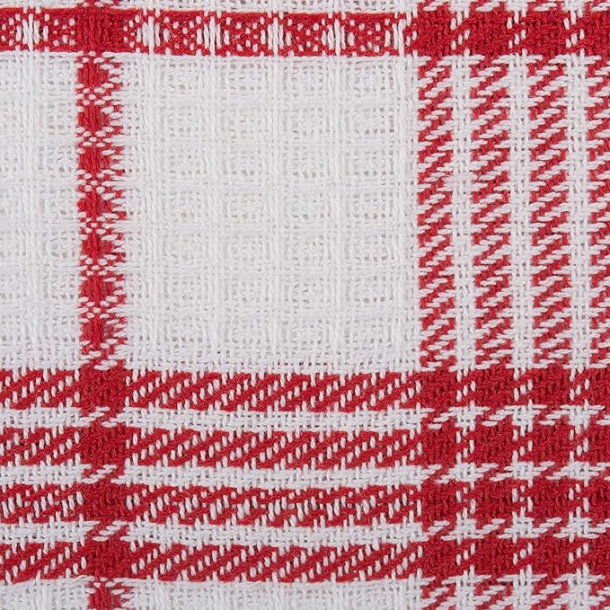 DII Waffle Weave Kitchen Collection, 100% Cotton, Dishcloth Set, Red 12 Piece