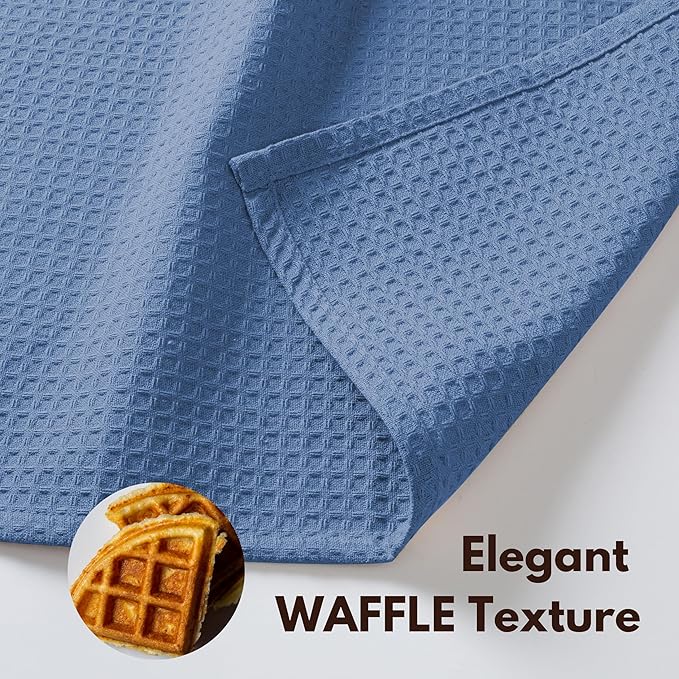 Native Fab 6 Pack Waffle Dish Cloths - 100% Cotton, Absorbent, Fast Dry & Soft Towels for Cleaning, Cooking & Drying Dishes - Perfect for Home, Restaurants, Cafes, Bar, 12x12 inch- Sky Blue