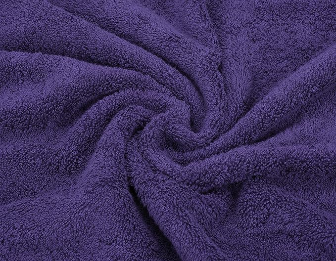 American Soft Linen Premium 3 Piece Towel Set, 1 Bath Towel 1 Hand Towel 1 Washcloth, 600 GSM 100% Cotton Turkish Towels for Bathroom, Purple Towel Set