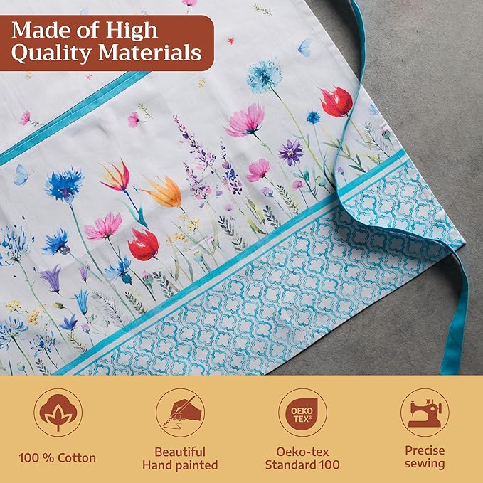 Maison d' Hermine 100% Cotton Apron for women with Pocket Kitchen Chef Apron for Men Cooking Mothers Day Gifts