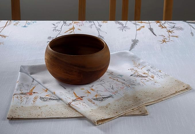 Maison d' Hermine Cloth Napkins Set of 4 100% Cotton Everyday Reusable Square Napkins Cloth Washable Dinner Wedding Gifts for Mothers Day Spring/Summer (Meadow Florals - Beige, 20" x 20")